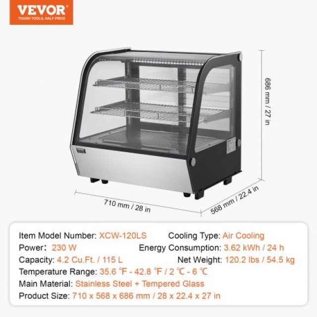VEVOR  Ψυγείο Βιτρίνα Αρτοποιίας 4.2 cu ft/115L 2 Επίπεδα DGZSJTMHX...