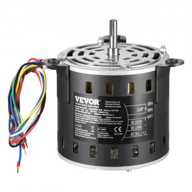 VEVOR Μοτέρ Φυσητήρα Καλοριφέρ 1/2HP 220V 2.6A 1300RPM 3 Ταχύτητες 15μF/450V Πυκνωτής MSFGJDJ12HP3AY63CV7