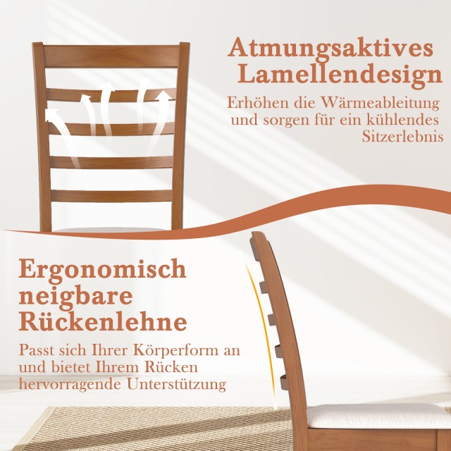 Costway Σετ 2 Μοντέρνων Ξύλινων Καρεκλών Τραπεζαρίας με Επένδυση κα...