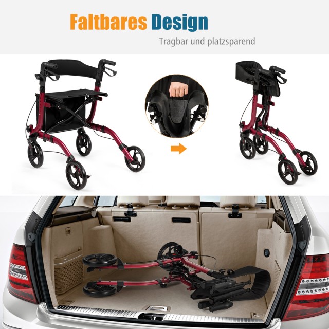 Costway  Πτυσσόμενος Αλουμινένιος Rollator - Ελαφρύς, Ρυθμιζόμενος ...