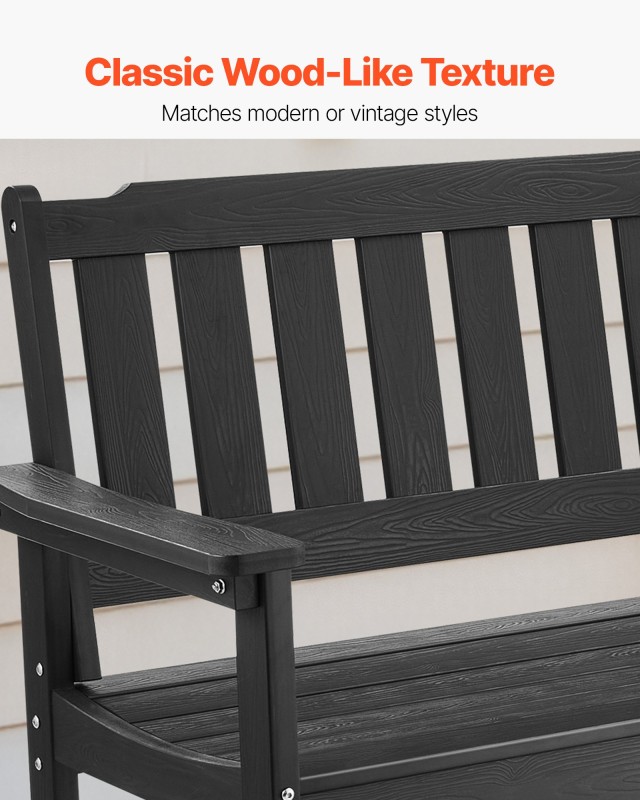 VEVOR Ανθεκτικός Μαύρος Πλαστικός Πάγκος Κήπου 128 εκ. GYZYSLHSSTBB...