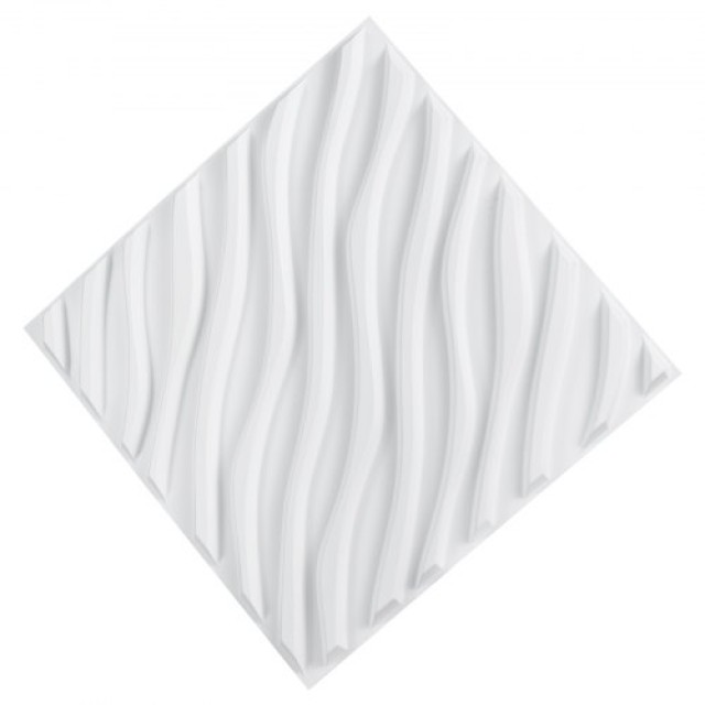 VEVOR Πάνελ Τοίχου 3D 12-Τεμαχίων 50x50cm PVC 32τ.π. Κυματιστό Ματ Λευκό PVC3DQBXDYSJMJDM0V0
