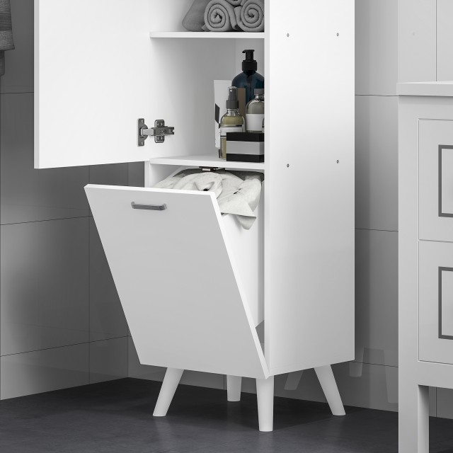 HOMCOM Λευκό Ξύλινο Ντουλάπι Μπάνιου 35x31.5x144 εκ. 834-817V00WT