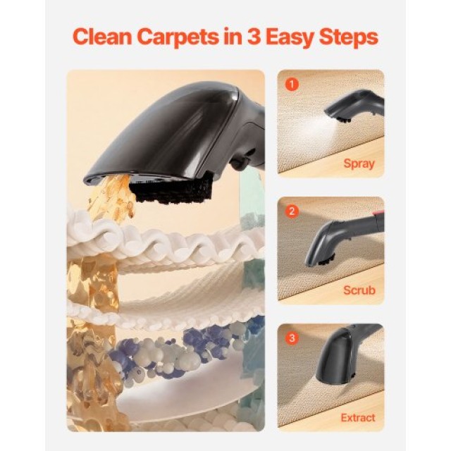 VEVOR Φορητό Καθαριστικό Χαλιών 11.5Kpa για Ταπετσαρίες Αυτοκινήτων...