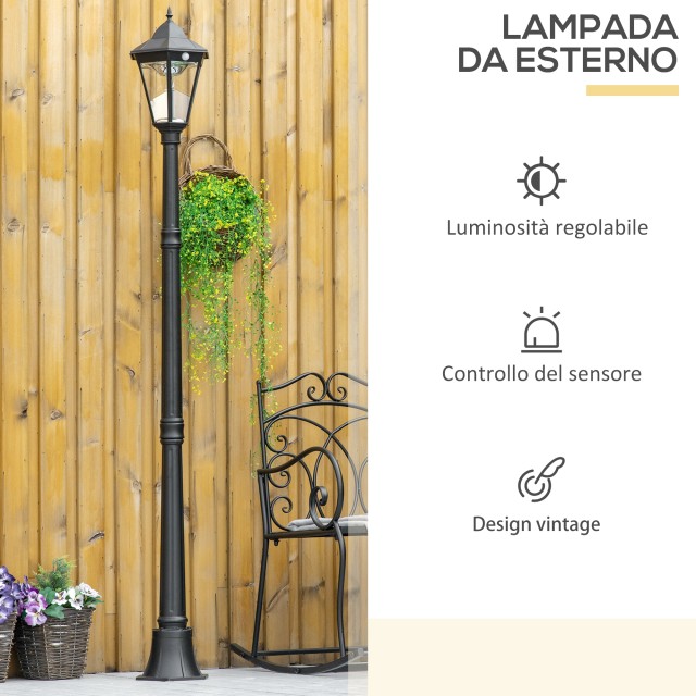 Outsunny Ηλιακός Λαμπτήρας Κήπου LED με Αισθητήρα Κίνησης, 22x22x19...