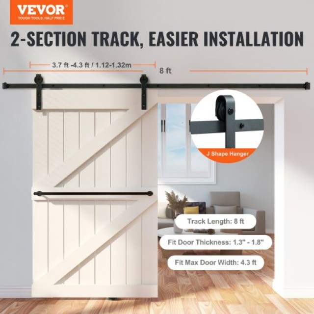 Σετ Συρόμενης Πόρτας VEVOR 8FT, Αντοχή 330LBS, για Πόρτα 3.7-4.3FT ...
