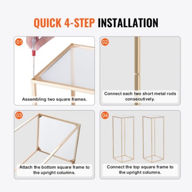 Βάση Λουλουδιών VEVOR 10τμχ 80εκ, Χρυσή Μεταλλική για Εκδηλώσεις  H...