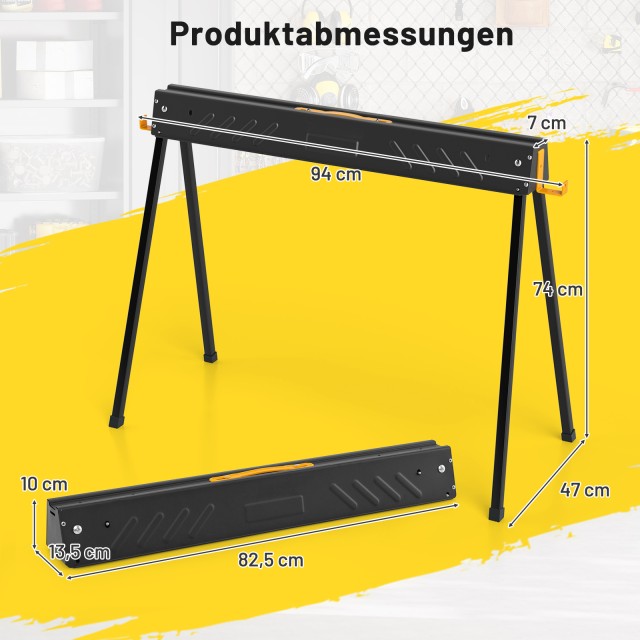 Costway Σετ Δύο Πτυσσόμενα Σκαμπό Μέχρι 500KG με 4 Βραχίονες Στήριξ...