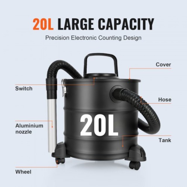 VEVOR Σκούπα Στάχτης 20L, 1200W, για Τζάκια & Σόμπες  ZKXHQJL220V1LUO82V2