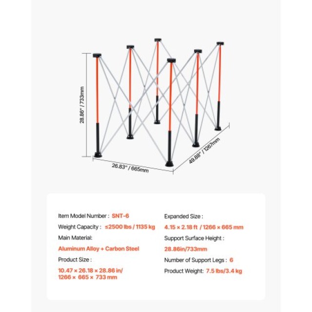 VEVOR Φορητή Πτυσσόμενη Βάση Εργασίας 1135 kg BXSGZTPPSL4F8JA6T001V0