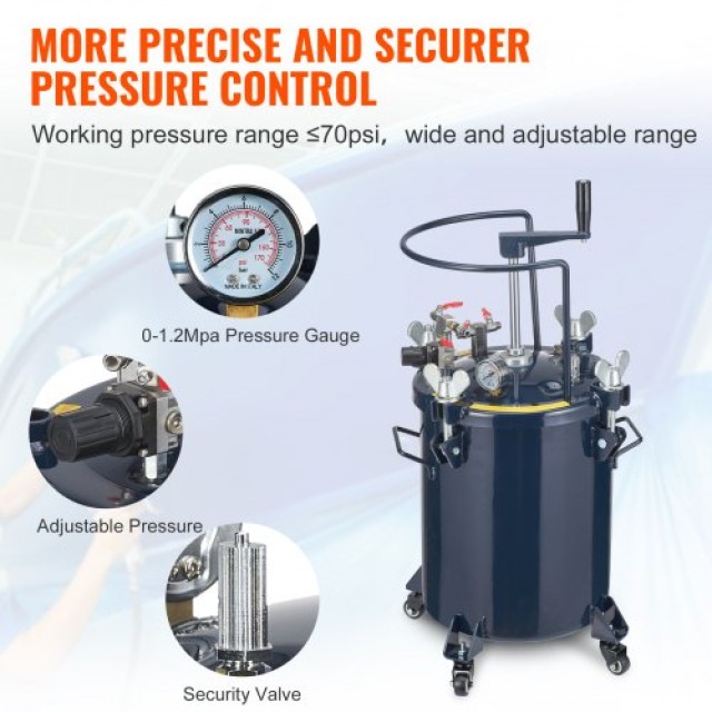 Δοχείο Πίεσης Βαφής VEVOR 30L με Μίξερ, 70PSI Max  PQTBDOX30LUJO1Z5WV0