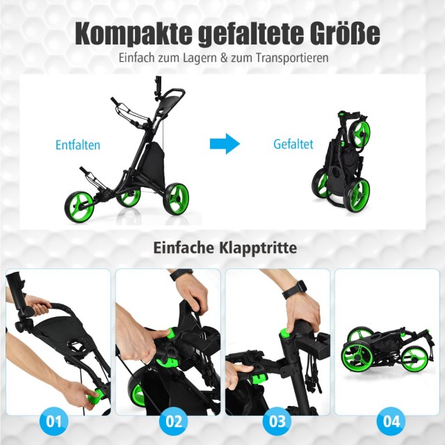 Costway Τρόλεϊ Γκολφ 3 Τροχών Πτυσσόμενο SP37605LS