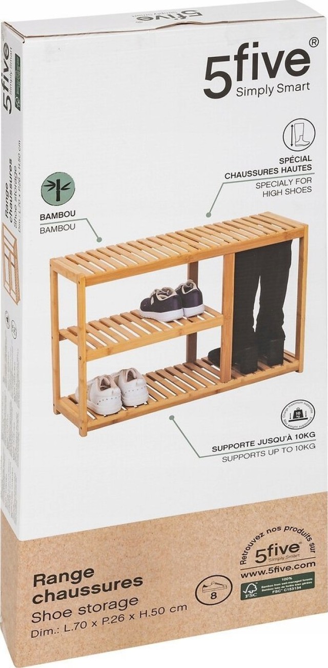 5Five Simply Smart  Πάγκος Παπουτσοθήκη με Ράφι 70x26 x50 εκ. από Μπαμπού  203103
