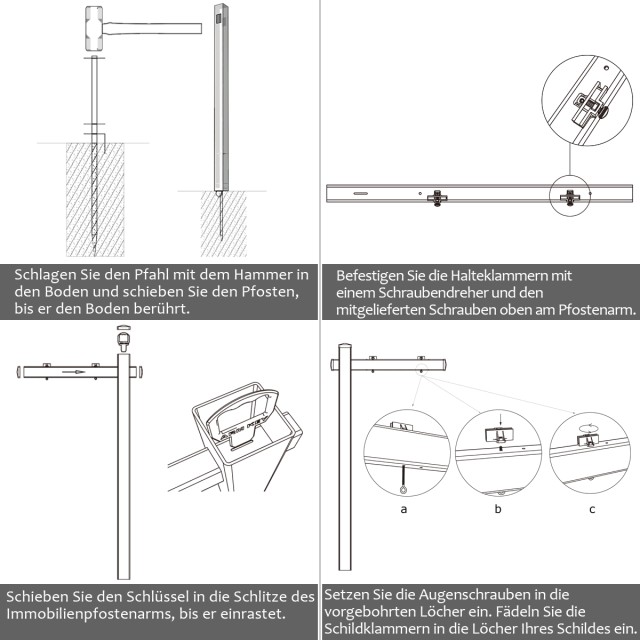 Costway Πινακίδα Ακινήτου UPVC 180 cm για Πώληση σε Γκαράζ OP3931WH