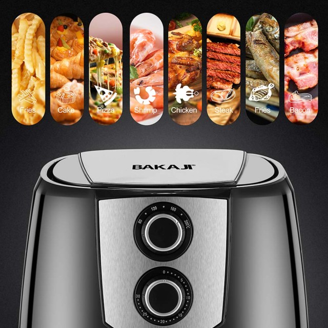 BAKAJI  Φριτέζα Αέρος Χωρίς Λάδι Airfryer 4,4 Λίτρα Τηγανίζει Ψήνει Ψητό 1400W  02012620