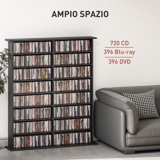 HOMCOM Μοντέρνα Ξύλινη Βιβλιοθήκη CD με 16 Ράφια, 106.5x24x123.7 εκ...
