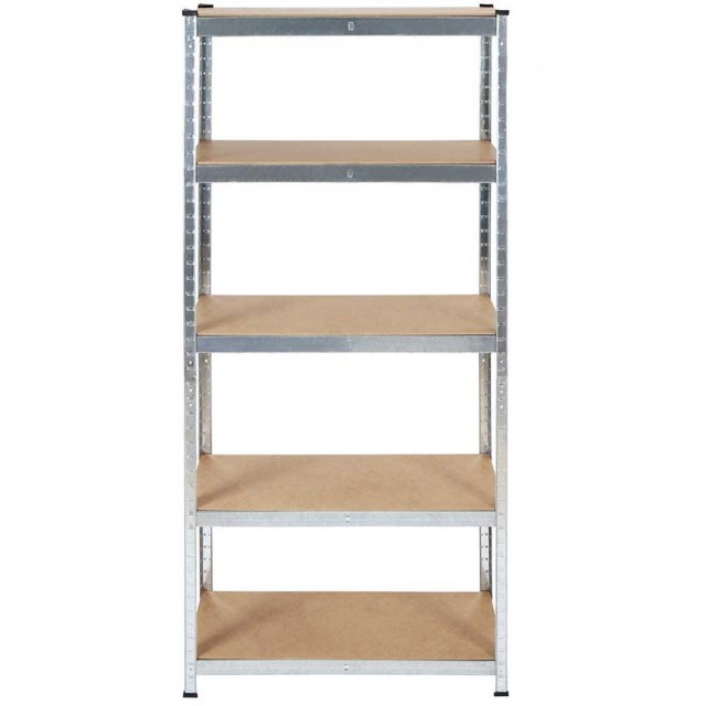 BAKAJI  Ράφι 5 Επιπέδων Μεταλλικό και Ξύλινο 180x75cm Βαρέως Τύπου Γαλβανισμένη Ραφιέρα  02825056
