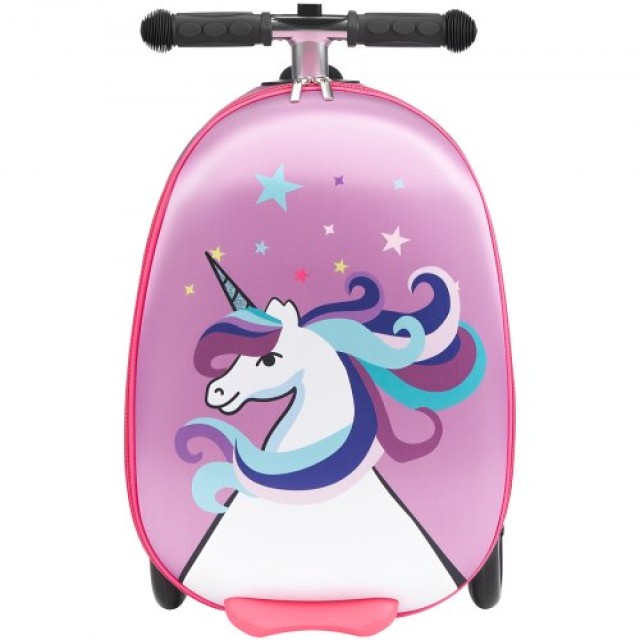 VEVOR Παιδική Βαλίτσα-Σκούτερ 20 ιντσών με Φωτιζόμενες Ρόδες Μωβ FD...