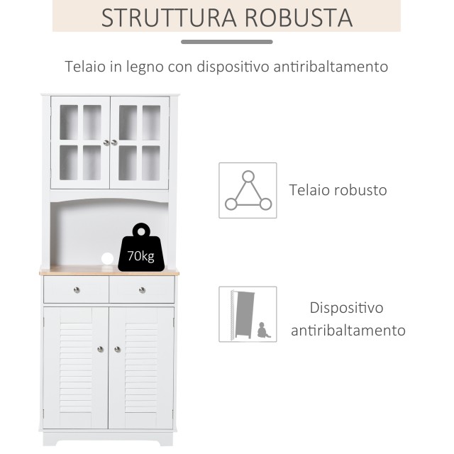 Ξύλινος Μπουφές 68 x 39.5 x 170 cm Χρώματος Λευκό HOMCOM 835-276