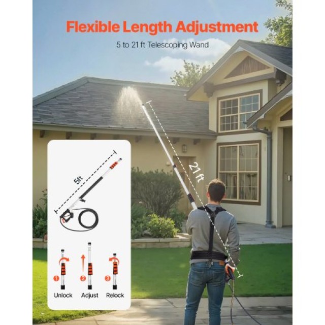 VEVOR Τηλεσκοπική Ράβδος Πλυστικού 21 ft 4000 psi SSPQWST24FT3V8ZVFV0