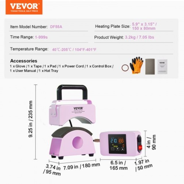 Μίνι Πρέσα Καπέλων VEVOR 5.9x3.15 Μωβ  BXSKMJBJMINIB06CLV2