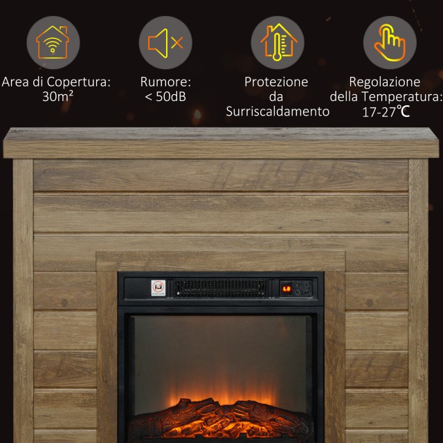 HOMCOM  Ηλεκτρικό Τζάκι 1800W με Εφέ Φλόγας και Τηλεχειριστήριο, απ...