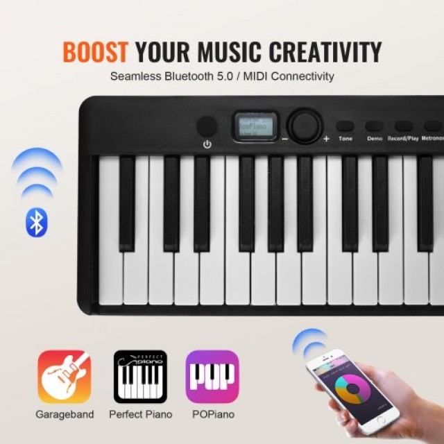 VEVOR  Φορητό Πιάνο 88 Πλήκτρων Bluetooth MIDI Μαύρο  ZDSMGQ88JHSWE...