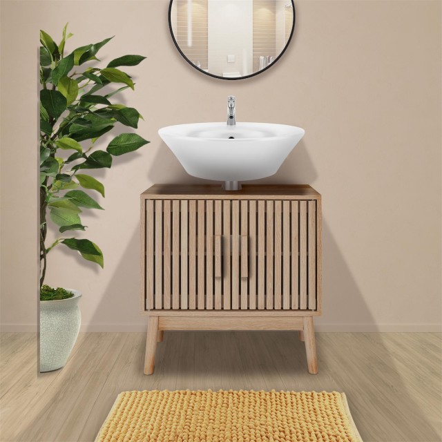 Ξύλινο Έπιπλο Μπάνιου 60 x 70 x 30 cm με Αποθηκευτικούς Χώρους HD02...
