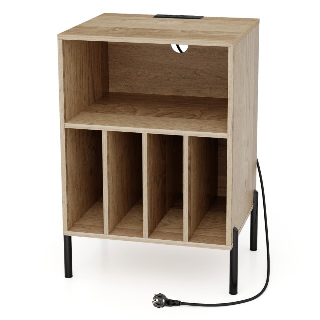 Costway Βάση Πικάπ με Σταθμό Φόρτισης & Ράφι & 4 Διαχωριστικά για Δ...