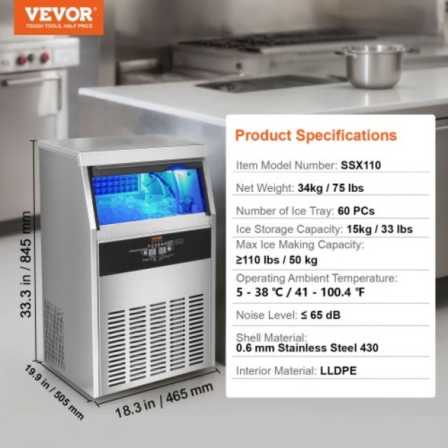 Επαγγελματική Παγομηχανή VEVOR 110lbs/24H 60 Κύβοι  QSYYTSFBZBJQVBP9BV2