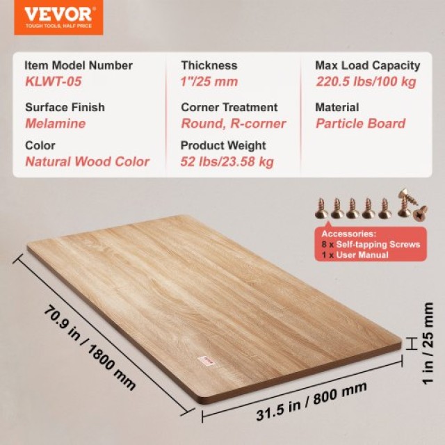 Επιτραπέζια Επιφάνεια VEVOR 1800 x 800 mm για Ρυθμιζόμενο Ηλεκτρικό Γραφείο  GZTZMBHB1808X4WRLV0