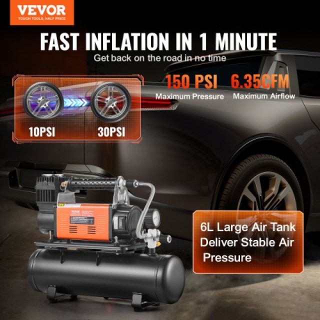 VEVOR  Φορητός Αεροσυμπιεστής 6L 6.35CFM 150PSI ZXLTCQJDG6CFGIYHHV2