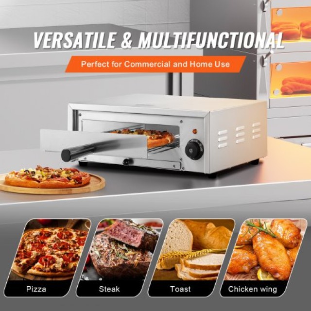 Ηλεκτρικός Φούρνος Πίτσας VEVOR 12 1500W 50-350℃ με Αποσπώμενο Δίσκ...