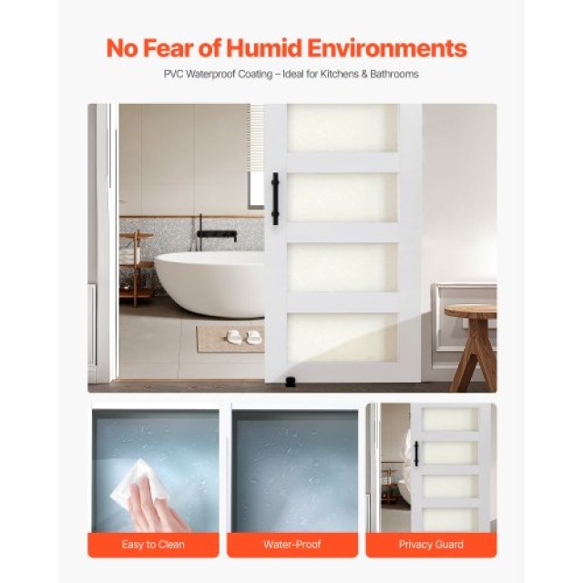 VEVOR Σετ Συρόμενης Πόρτας με Πάνελ MDF & Ματ Γυαλί 914 x 2134mm GC...