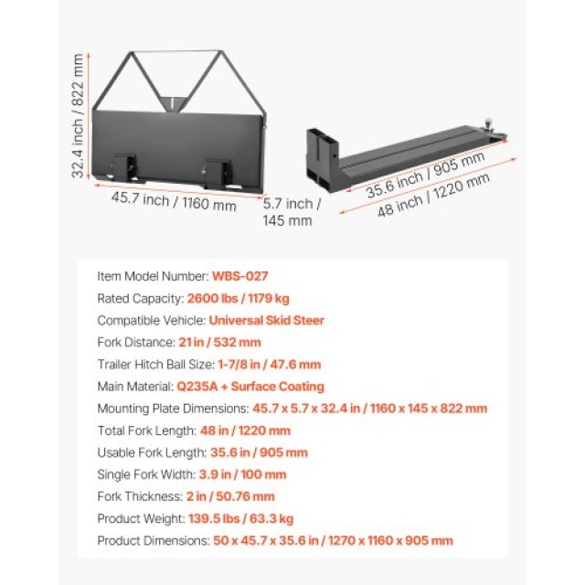 VEVOR Πλαίσιο Προσαρμογής Πιρουνιών Παλέτας με 48 Πιρούνια Σκαπτικο...