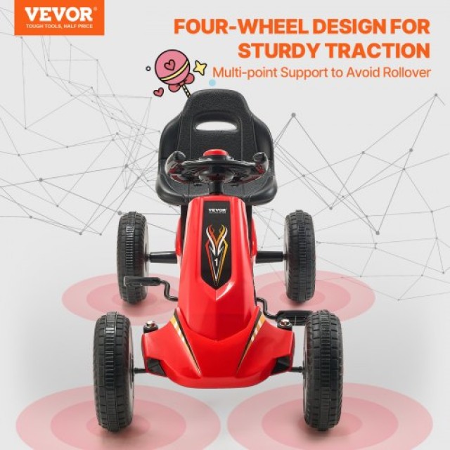 VEVOR  Παιδικό Ποδήλατο Go Kart 4 Τροχών με Ρυθμιζόμενο Κάθισμα Κόκ...