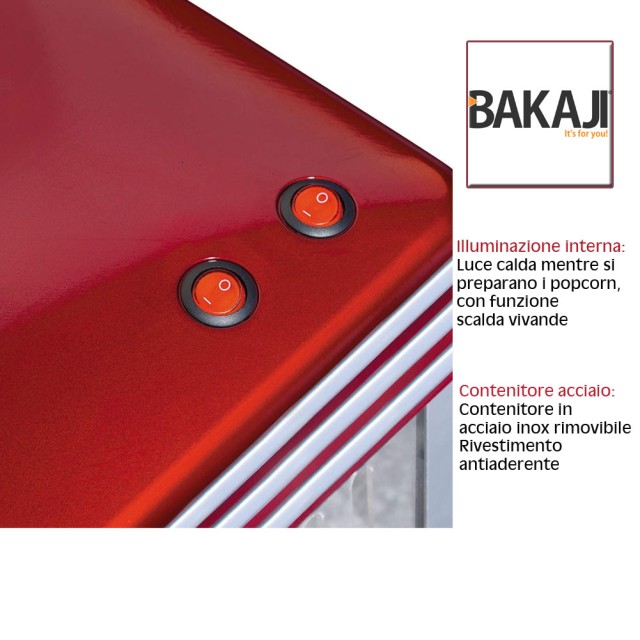 BAKAJI Μηχανή Ποπκόρν XXL Ρετρό 300W Στυλ Vintage με Δοχείο Ανοξείδωτο Χάλυβα Δεκαετίας 50 02841372