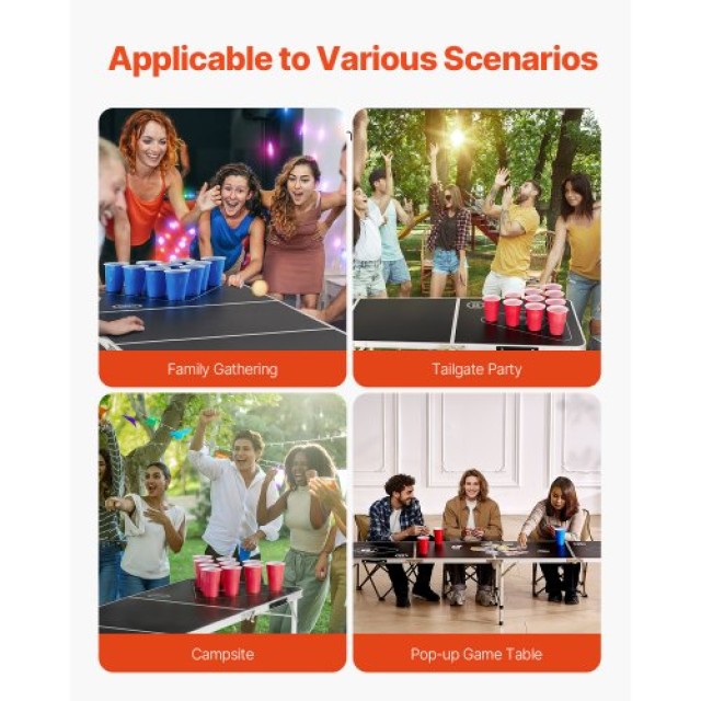 VEVOR Πτυσσόμενο Τραπέζι Beer Pong  2.4 μ για Πάρτι και Παιχνίδια μ...
