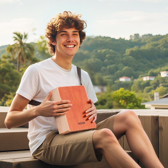 VEVOR Ξύλινο Κρουστό Κιβώτιο Cajon με Χορδές Κιθάρας και Τσάντα Μετ...