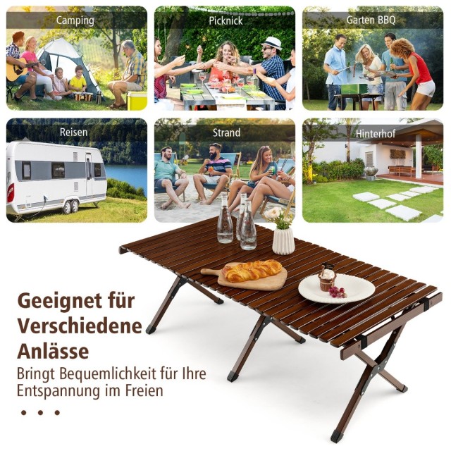 Costway  Πτυσσόμενο Τραπέζι Κάμπινγκ από Μπαμπού για Εξωτερικές Δρα...