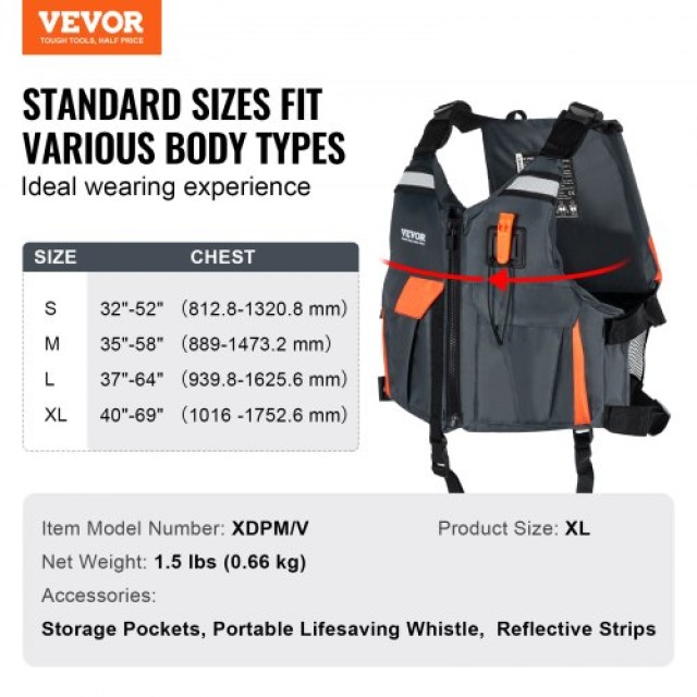 VEVOR Σωσίβιο Γιλέκο 110N XL για Άνδρες & Γυναίκες  SSYDJSYFPFTEQ2NDAV0