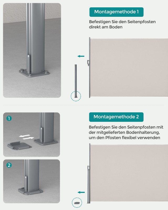 SONGMICS Πλαϊνό Ρολό Σκίασης Κήπου- Βεράντας  180 x 300 cm, Μπεζ, G...