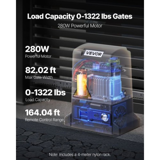 VEVOR 280W Ηλεκτρικός Ανοιγόμενος Μηχανισμός Πύλης με Αισθητήρα Υπέ...