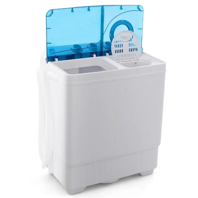 Φορητό Πλυντήριο Ρούχων 2 σε 1 Twin Tub με Στύψιμο & Αντλία Αποστράγγισης – 8.5kg FP10558DE-BL  Costway