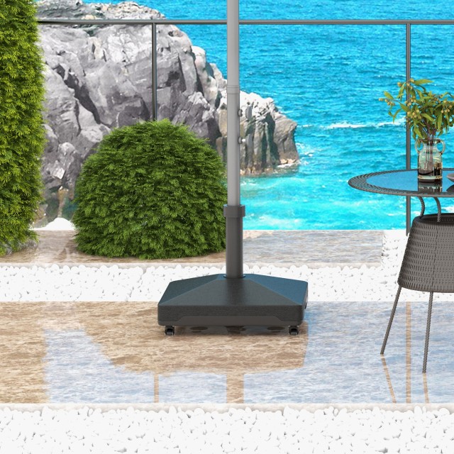 Outsunny Βάση για Ομπρέλα με Ρόδες και Ενσωματωμένη Λαβή, από HDPE και Ατσάλι, 45x45x40 εκ., Μαύρο 84D-280V00BK