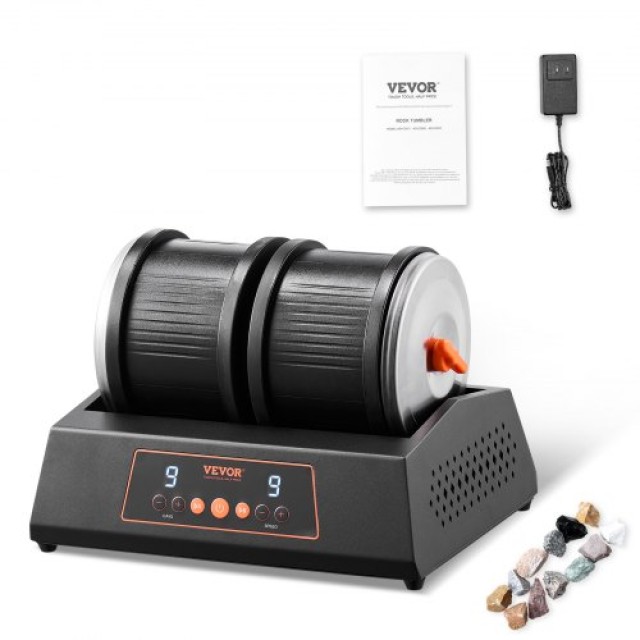 VEVOR Μηχανή Στίλβωσης Βράχων 8 lbs με Διπλούς Κύλινδρους, 9 Ταχύτητες & Χρονοδιακόπτη 9 Ημερών YSDMJHSSDKDZ5TZXTV2