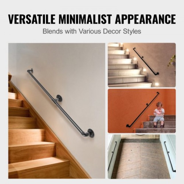 VEVOR Χειρολισθήρας Σκάλας 5FT, 440LBS, Βιομηχανικός Χειρολισθήρας από Χάλυβα για Εσωτερικό/Εξωτερικό Χώρο  TZBGSLTFSGYG5JITSV0