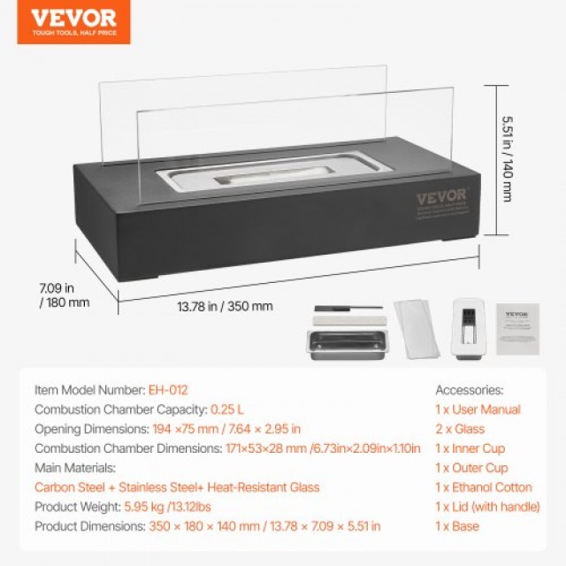 VEVOR  Μεταλλικό Τζάκι 14 Εσωτερικού/Εξωτερικού Χώρου με Γυαλί  ZMSHKJSBLHSZ06JIBV0