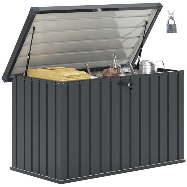 Outsunny  Εξωτερικό μπαούλο 400L από γαλβανισμένο ατσάλι με κλειδαριά και 2 κλειδιά 124x66x72 cm, σκούρο γκρι  84G-479V00CG