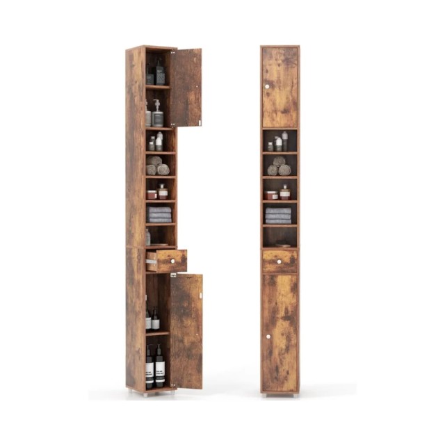 Costway  Ψηλή ντουλάπα μπάνιου με 2 πόρτες 20 x 20 x 180 cm καφέ JV...